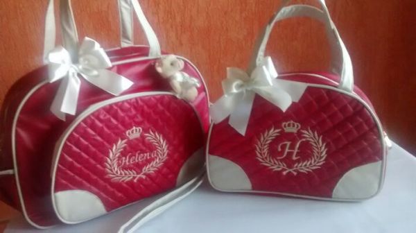 Kit Bolsa Maternidade 2 peças Pink com Branco
